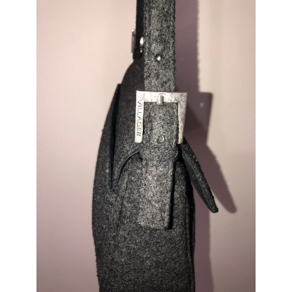 Handbag Gray Textured Leaves Fabric Shoulder Bag Purse Fall Felted Liz Claiborne - Picture 6 of 12